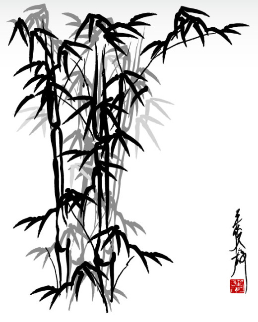 520x650 Drawing Of Vector Water And Ink Bamboo Vector Free Download