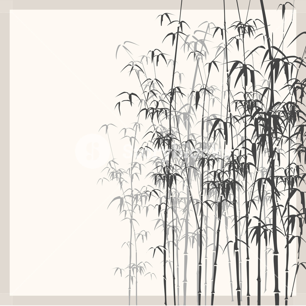 998x1000 Background With Monochrome Bamboo. Vector Illustration. Royalty