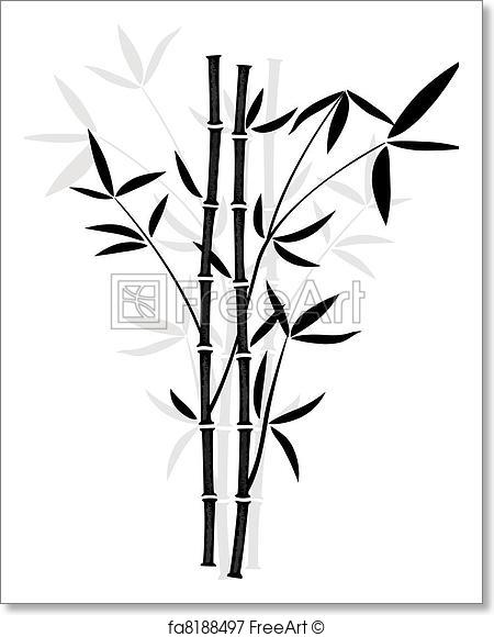 450x580 Free Art Print Of Vector Bamboo. Vector Black And White