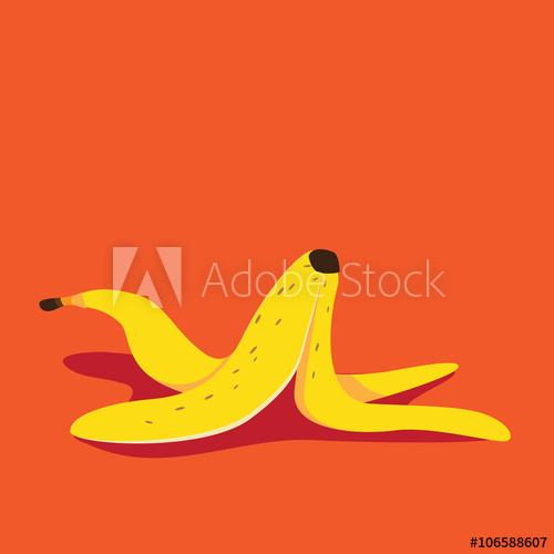 500x500 Banana Peel Icon Flat Design Pop Art Illustration. Eps 10 Vector