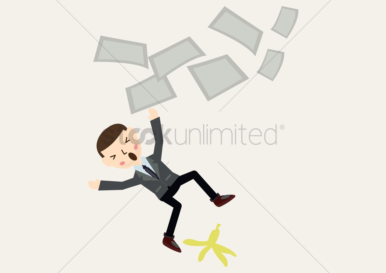 1300x919 Businessman Slipping On A Banana Peel Vector Image