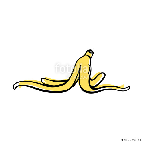 500x500 Yellow Banana Peel Hand Drawn Icon Simple Vector Stock Image And
