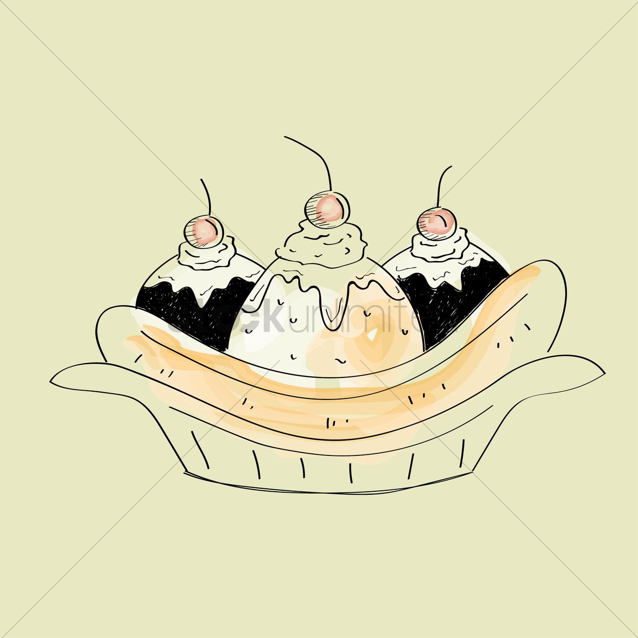 1300x1300 Banana Split Vector Image
