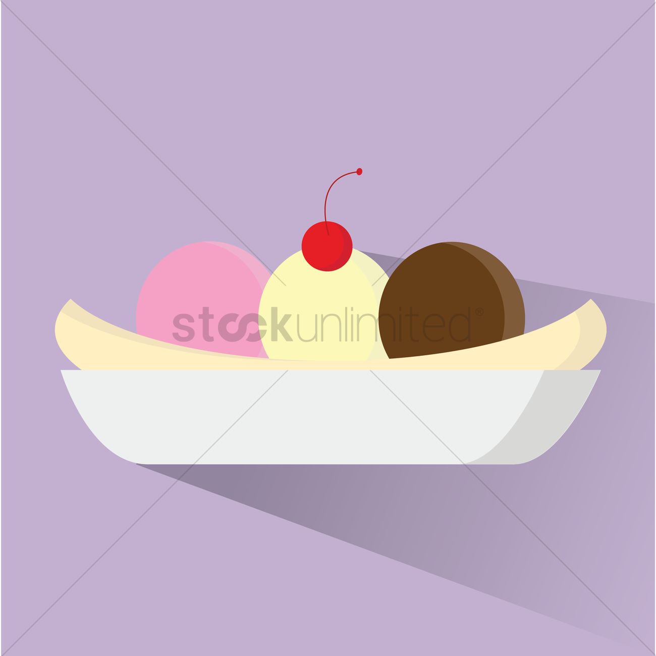1300x1300 Banana Split Ice Cream Vector Image
