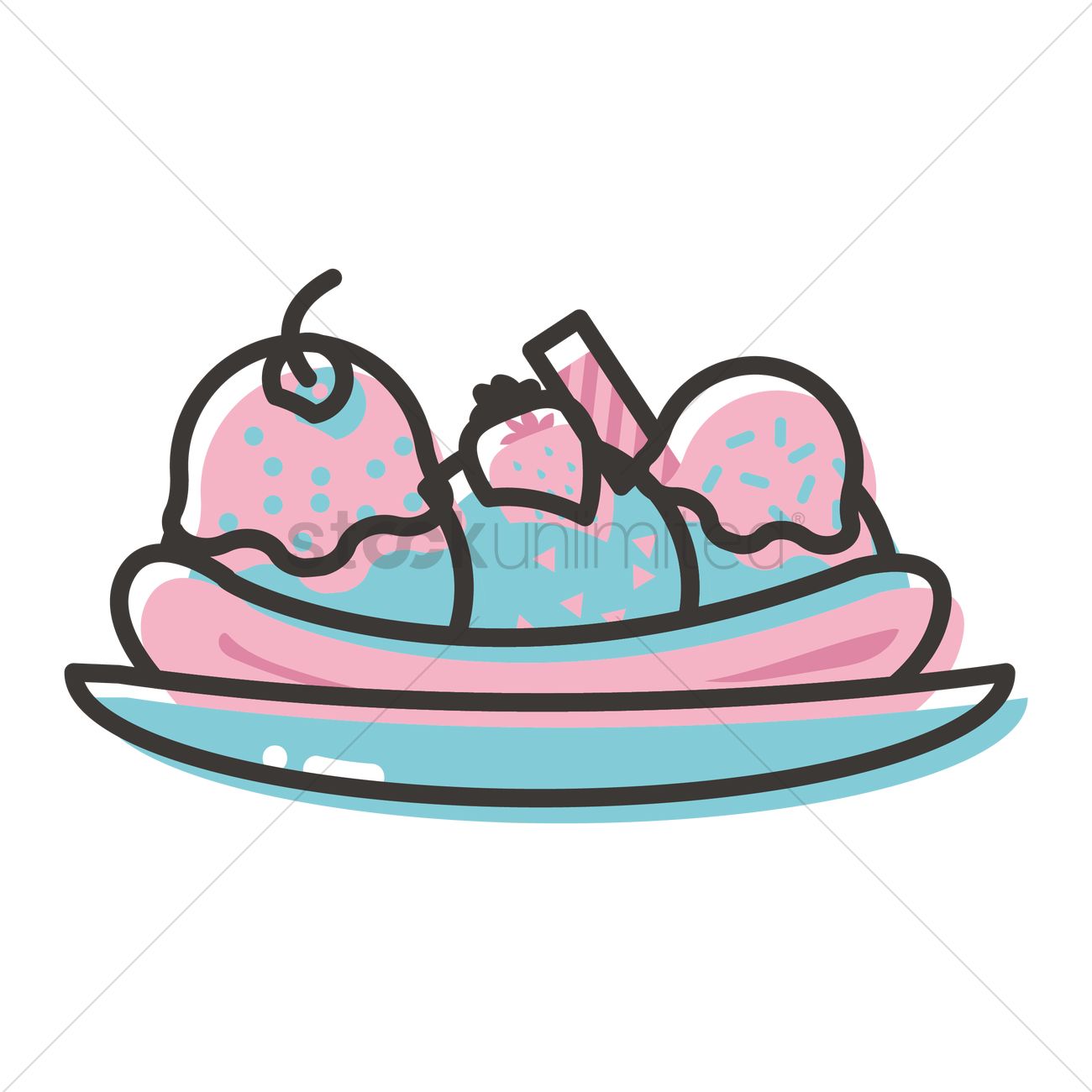 1300x1300 Free Banana Split Vector Image