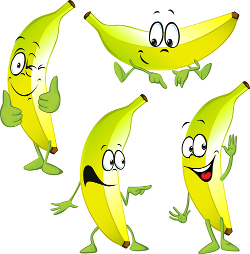 500x509 Cartoon Banana Characters Vector Free Vector In Encapsulated