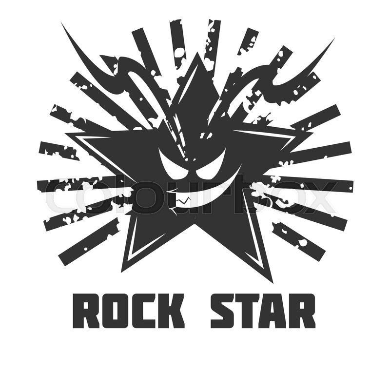 800x800 Rock Band Vector Logo Template. Symbol Of Star Skull And Grunge