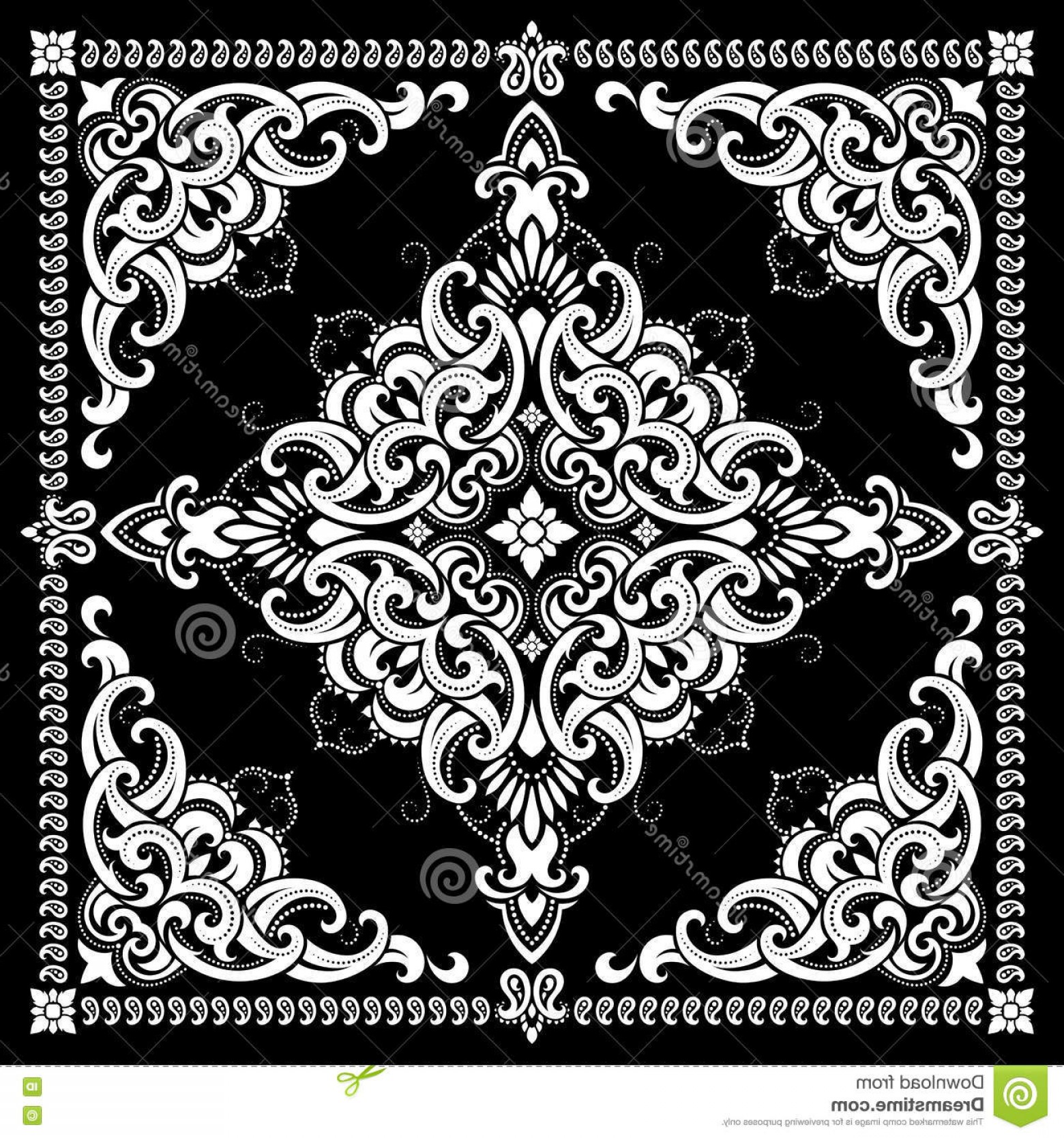 1560x1668 Black Paisley Bandana Pattern Vector Sohadacouri