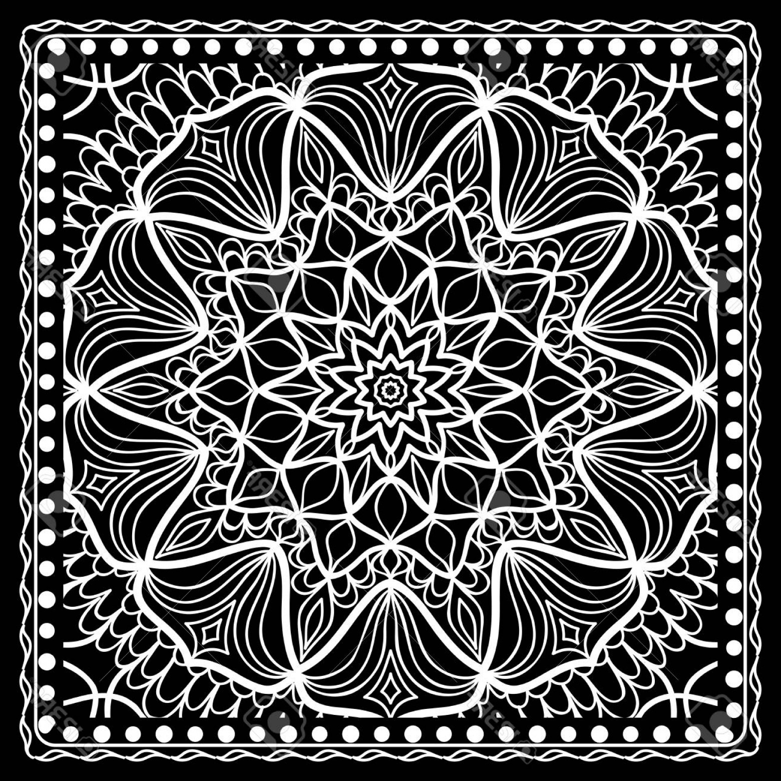 1560x1560 Photostock Vector Fashion Design Black And White Paisley Bandana