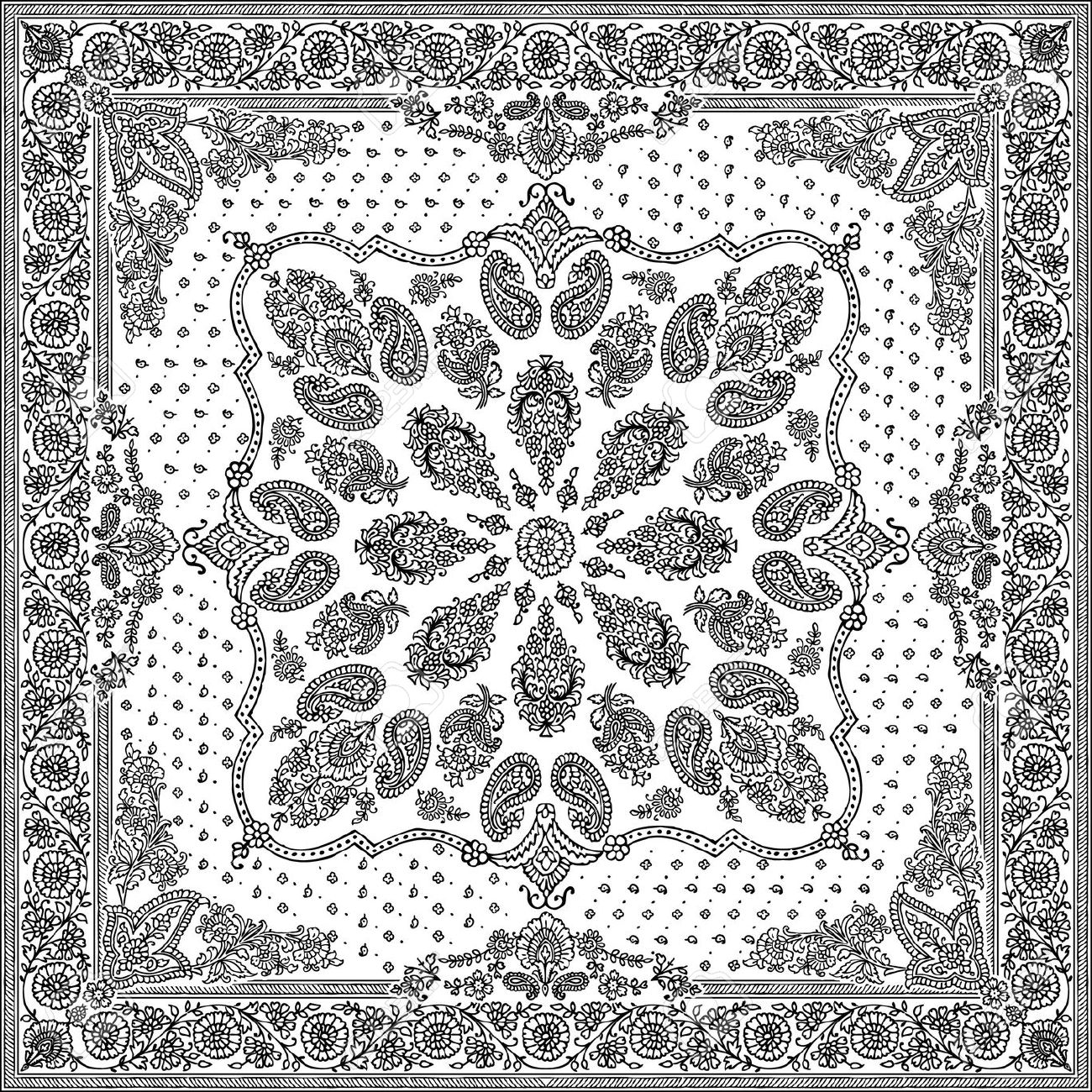 1300x1300 Bandana Pattern Clipart Black And White