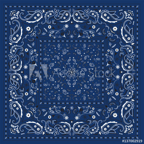 500x500 Blue Bandana Print