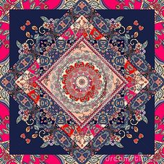 236x236 Decorative Floral Ornament. Can Be Used For Cards, Bandana Prints