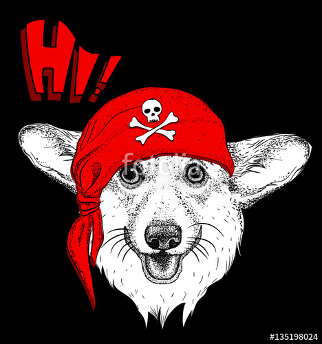 468x500 Dog In A Pirate Bandana. Vector Illustration Stock Image And