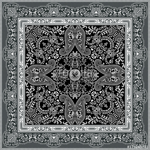 500x500 Black Paisley Bandana Pattern Stock Image And Royalty Free Vector