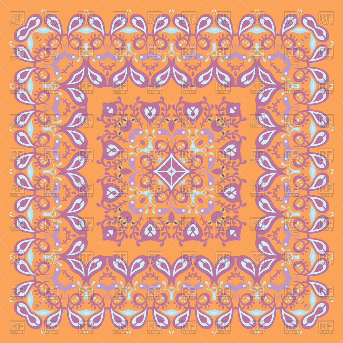 1200x1200 Orange Bandana Or Carpet Pattern Vector Image Vector Artwork Of