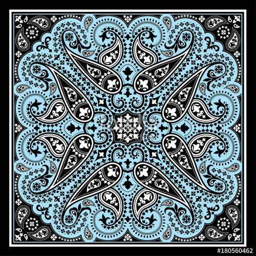 500x500 Vector Bandana Print With Paisley Ornament. Cotton Or Silk