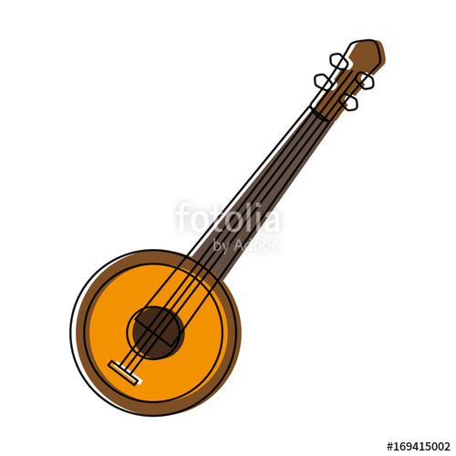 500x500 Banjo Instrument Icon Over White Background Vector Illustration