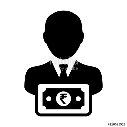 500x500 Bank Icon Vector Male User Person Profile Avatar With Rupee Sign