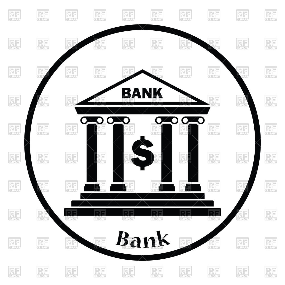 1200x1200 Thin Circle Design Of Bank Icon Vector Image Vector Artwork Of