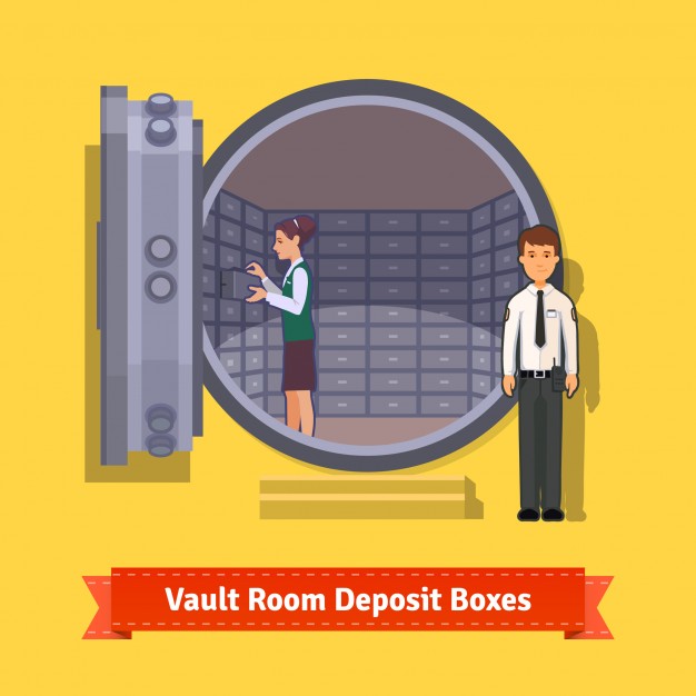 626x626 Bank Vault Room With A Safe Deposit Boxes Vector Free Download