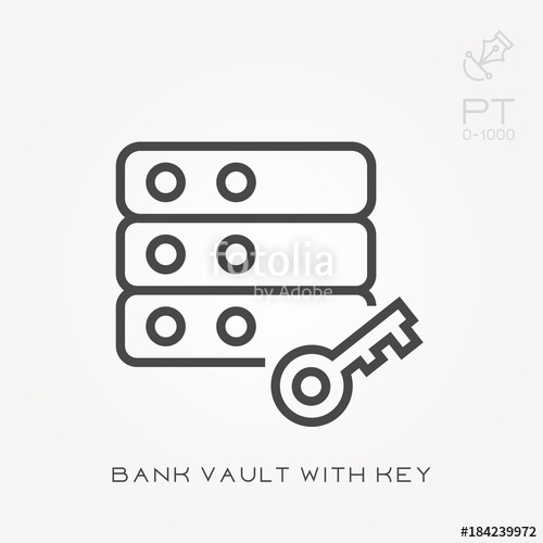500x500 Line Icon Bank Vault With Key Stock Image And Royalty Free Vector
