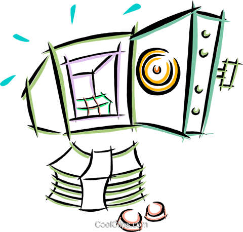 480x458 Bank Vault With Money Royalty Free Vector Clip Art Illustration