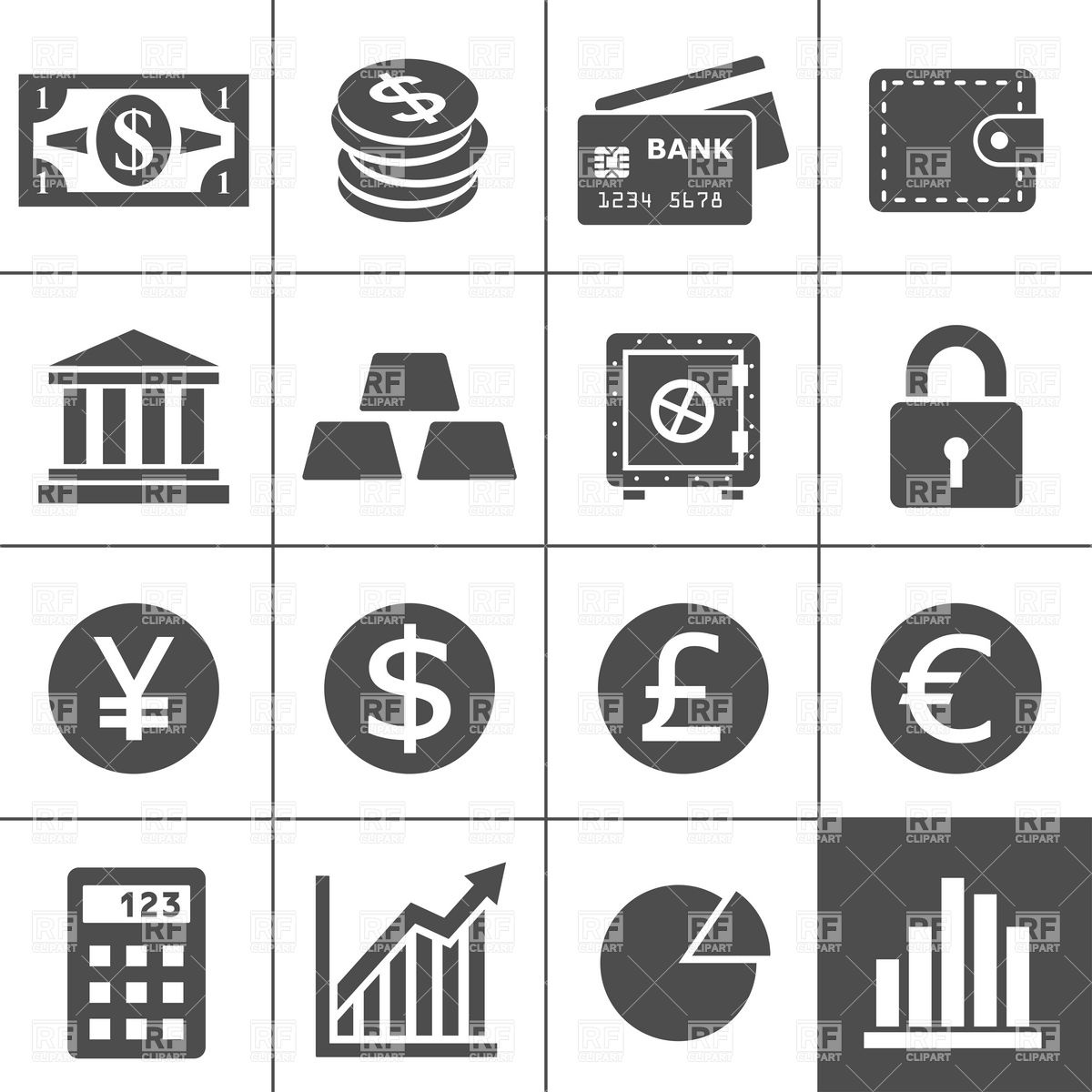 1200x1200 Money, Finance And Banking Icons Vector Image Vector Artwork Of