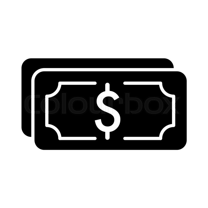 800x800 Money Dollar Vector Icon. Black And White Cash Illustration. Solid