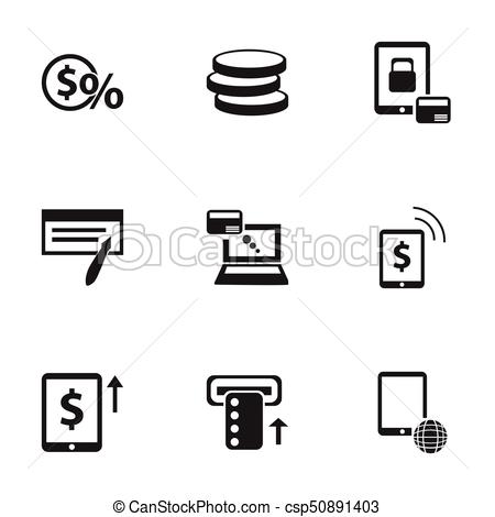 450x470 Set Of 9 Editable Banking Icons. Includes Symbols Such As Bill