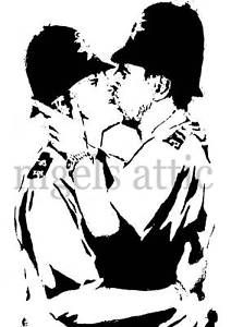 212x300 Banksy Kissin Coppers Vector Art A3 Printed Poster Ebay