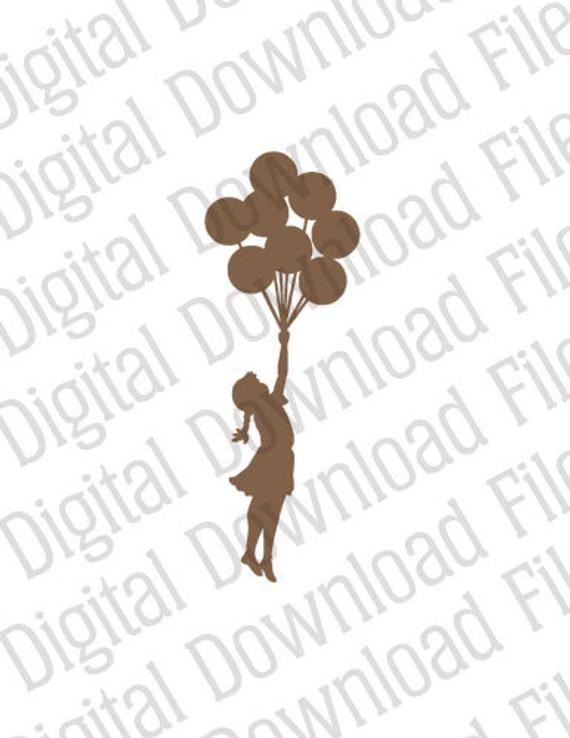570x738 Vector Graphic Dd84 Banksy Flying Balloon Girl Digital Etsy