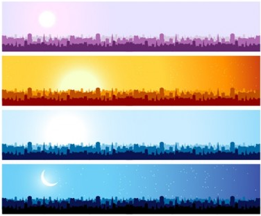 376x312 City Silhouette Banner Background Vector Ai,eps Format Free