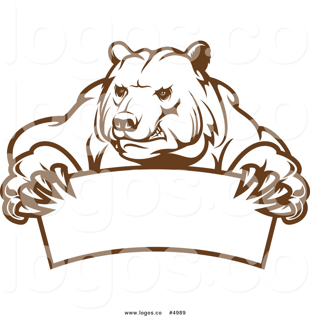 1024x1044 Royalty Free Vector Of A Brown Bear And Banner Logo By Vector