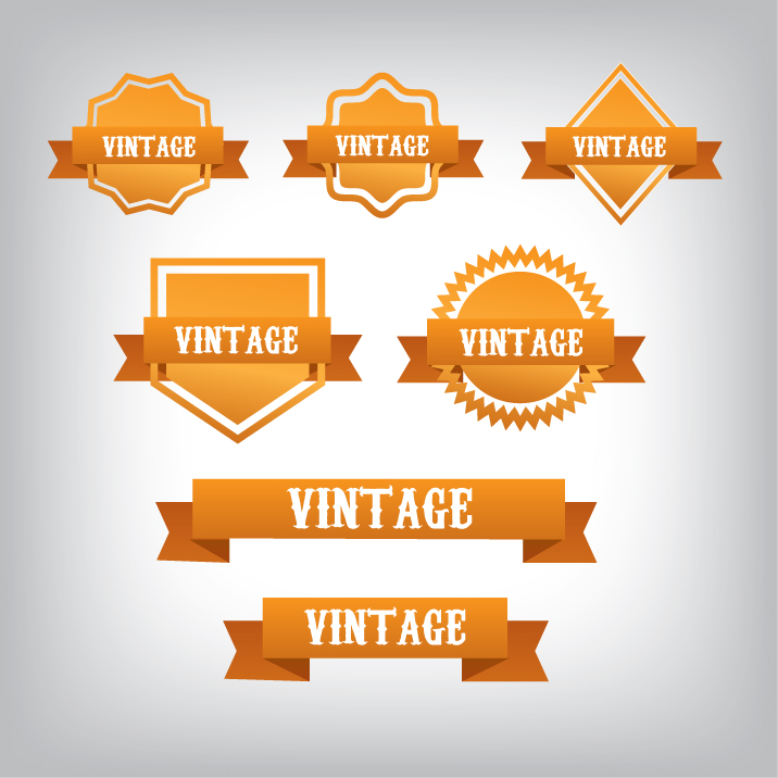 716x716 Vintage Orange Banners Clip Art Vector 82