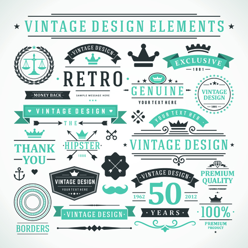 500x500 Vintage Robbon Banner With Labels Vector 01 Free Download