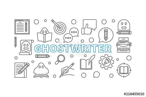 500x334 Ghostwriter Vector Horizontal Outline Banner Or Illustration