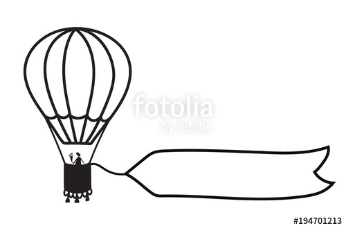 500x330 Vector Outline Hot Air Balloon With Banner Stock Image And