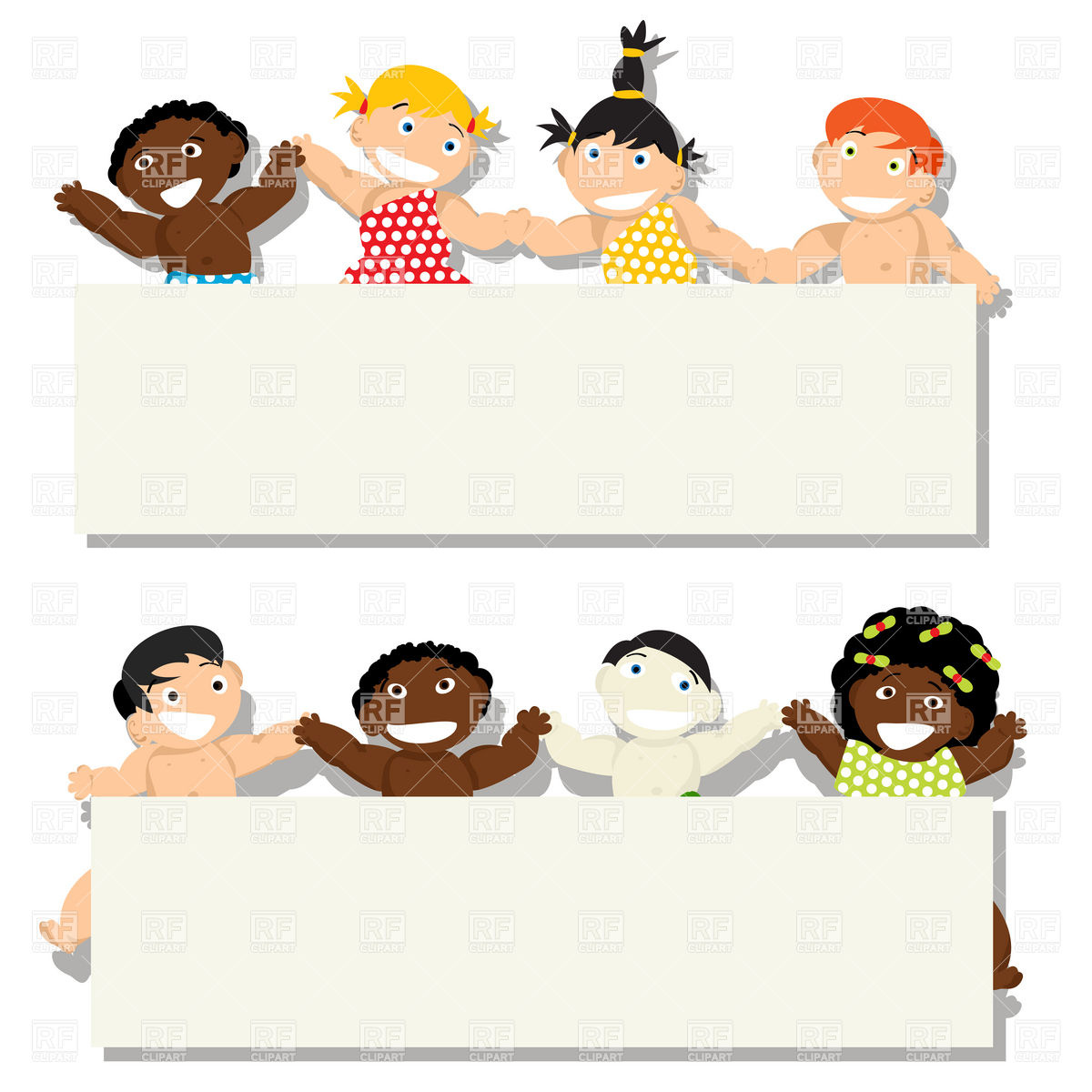 1200x1200 Kids With Blank Banner Vector Image Vector Artwork Of People