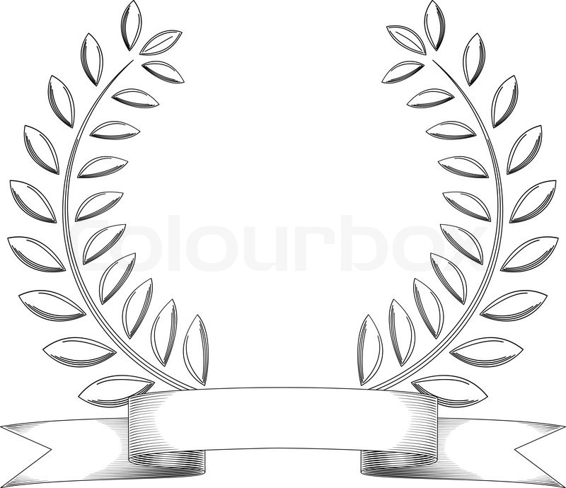 800x690 Black And White Sketchy Vintage Wreath And Banner Isolated On