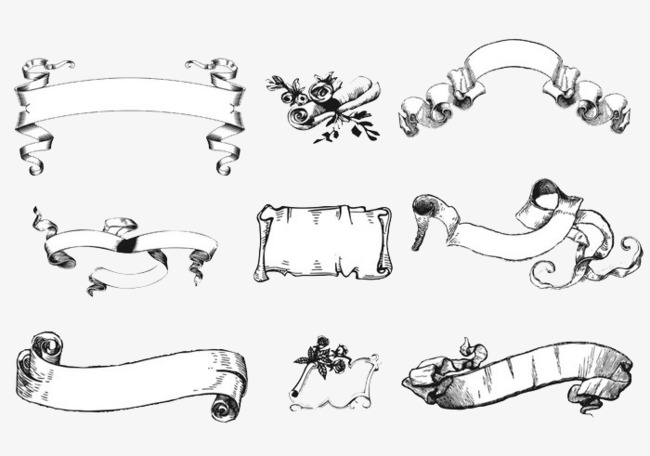 650x456 Floral Banner Vector Material, Banner, Flowers, Black And White