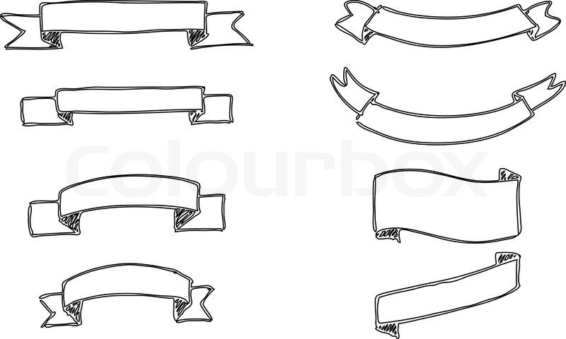 800x480 Set Of Hand Drawn Vector Banners. Black And White Stock Vector