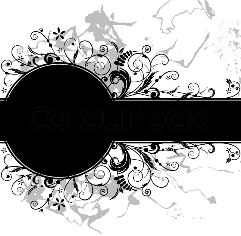 800x785 Vector Floral Banner In Black And White Colors Stock Vector