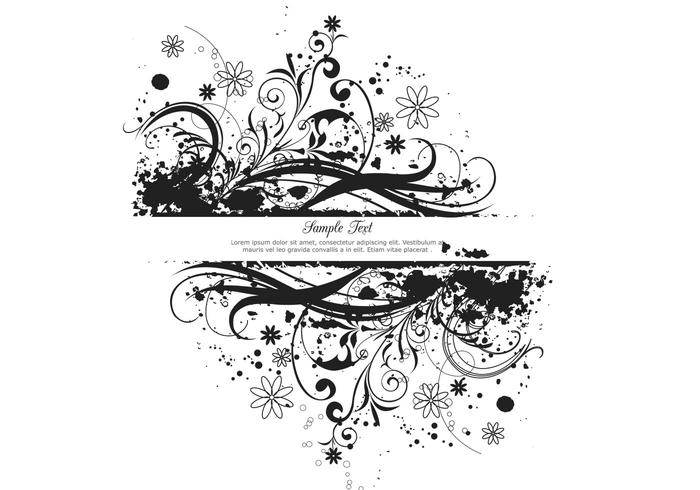 700x490 Black Floral Grunge Banner Vector