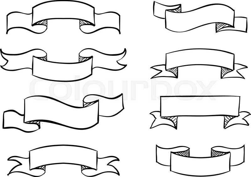 800x565 Hand Drawn Banner Scribble Vector Vintage Scroll Design Stock