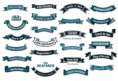 500x344 Nautical Ribbon Banners Vector Set Free Download