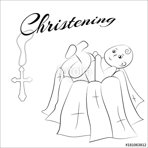 500x500 Baptism Of The Child In The Church, Christening. Vector Set Of