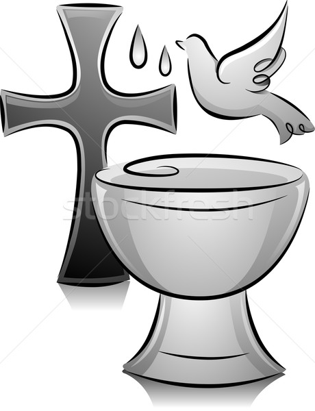 460x600 Black And White Baptism Vector Illustration Lenm ( 3899568