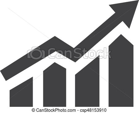 450x366 Growing Bar Graph Icon In Black On A White Background. Vector