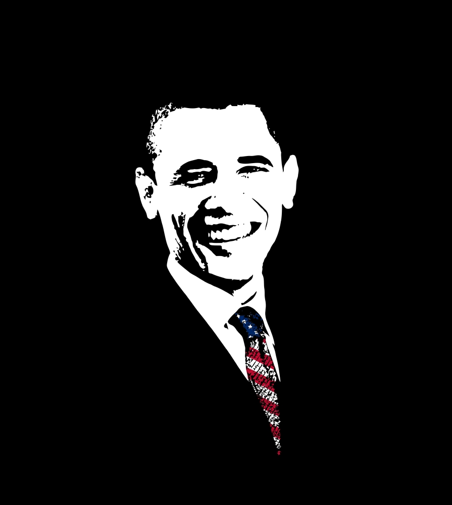 895x1000 Vector Artwork Of President Barack Obama Wearing A Flag Tie Canvas