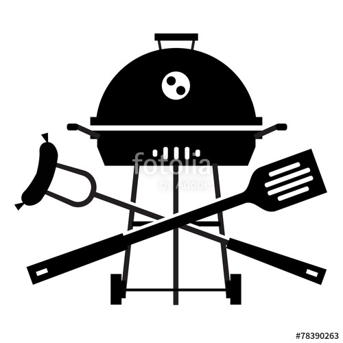 500x500 Bbq Vector Logo Design Template. Grill Or Cooking Icon. Stock